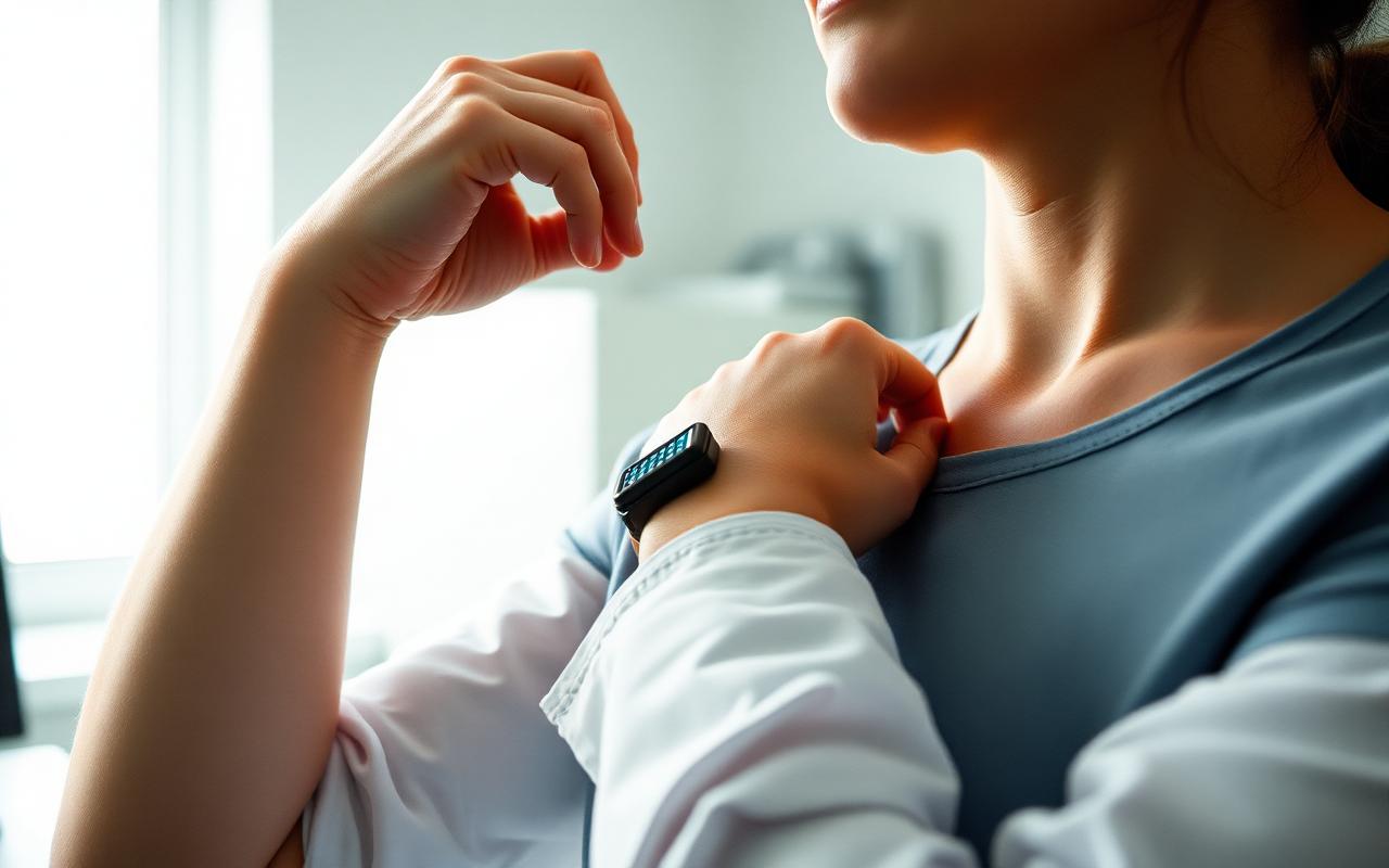 Participant wearing biometric sensors in a lab